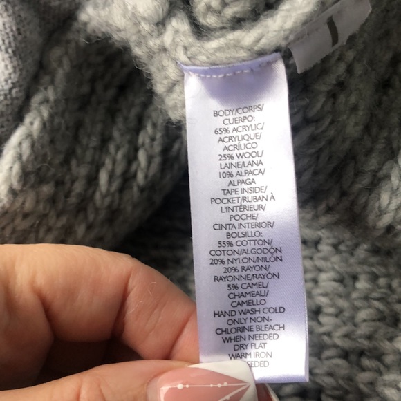 LOFT  Loop Stitch Cardigan Wool Gray - Picture 10 of 11